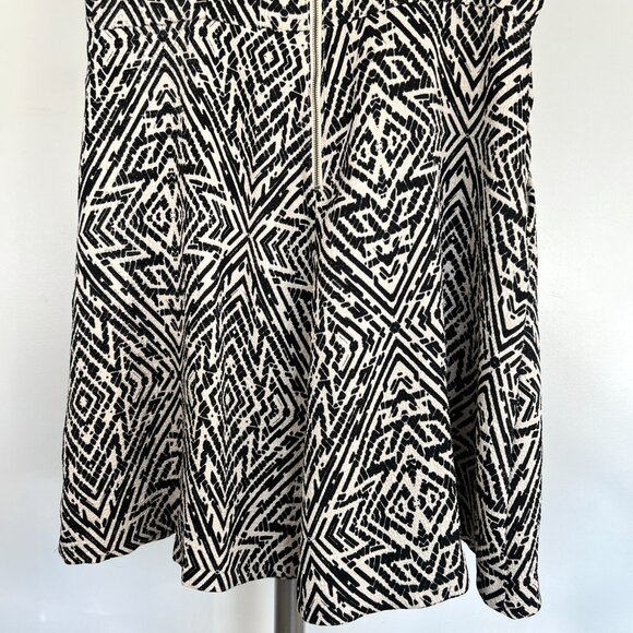 Sz 14- Anthro Maeve Abstract Geometric Black White Fit & Flare Sleeveless Dress - Picture 9 of 16
